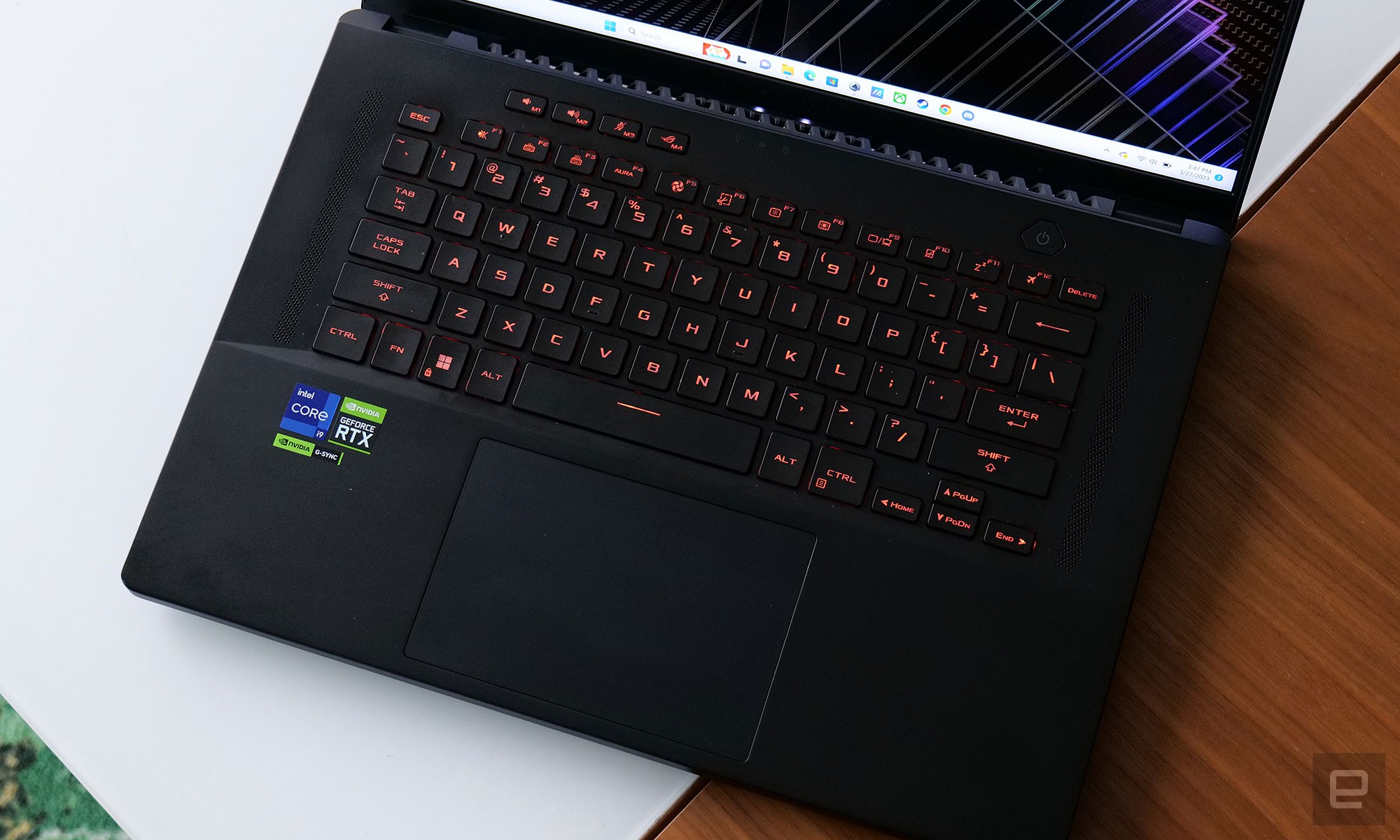 As you'd expect on a premium gaming PC, the ASUS ROG Zephyrus M16 comes with a keyboard that supports customizable RGB lighting. 