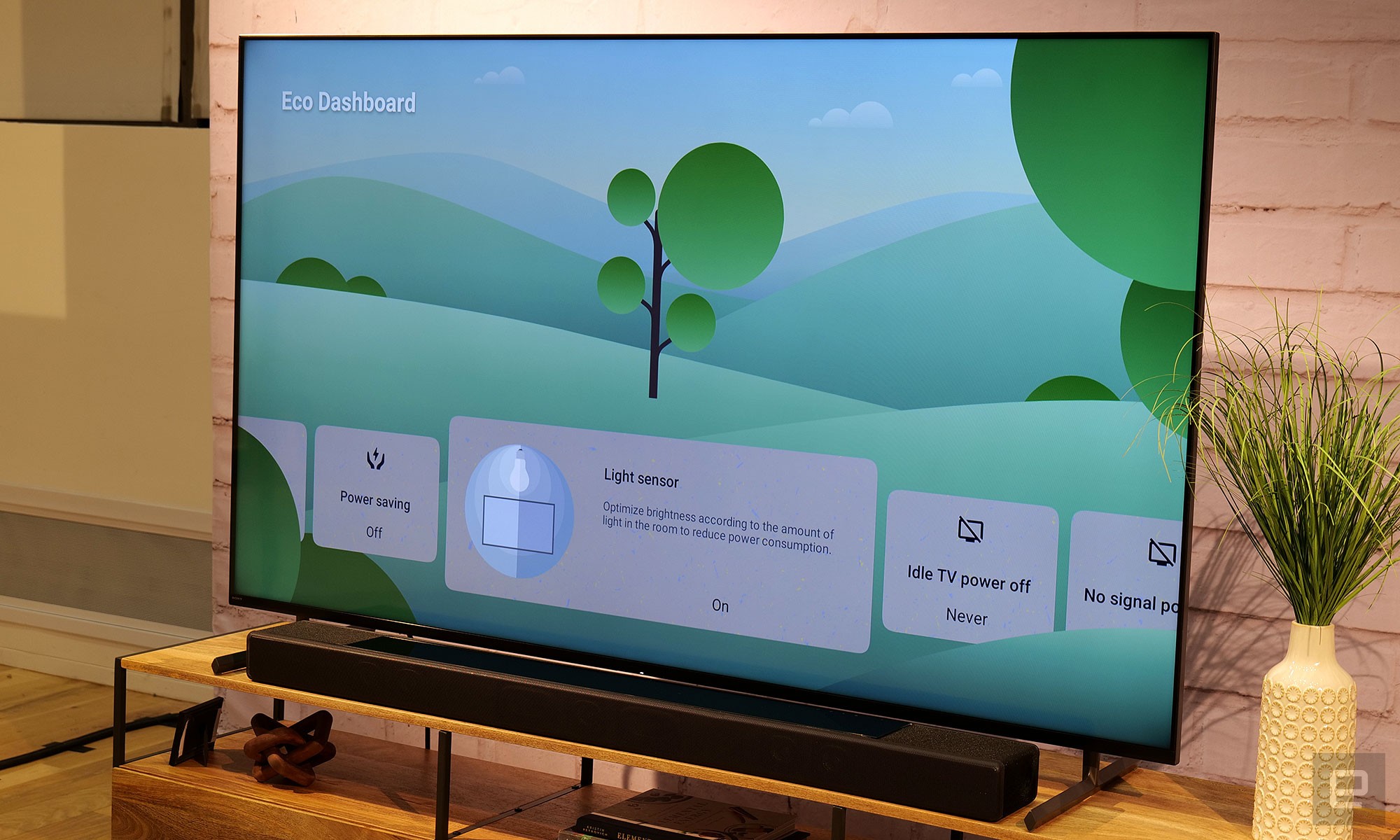 The new Eco dashboard in Sony's 2023 Bravia XR TVs makes it easy to turn on and adjust power-saving settings like brightness, idle power off times and more. " data-uuid="7d2ce772-00b3-3e79-a6bd-0dcd6d364faa