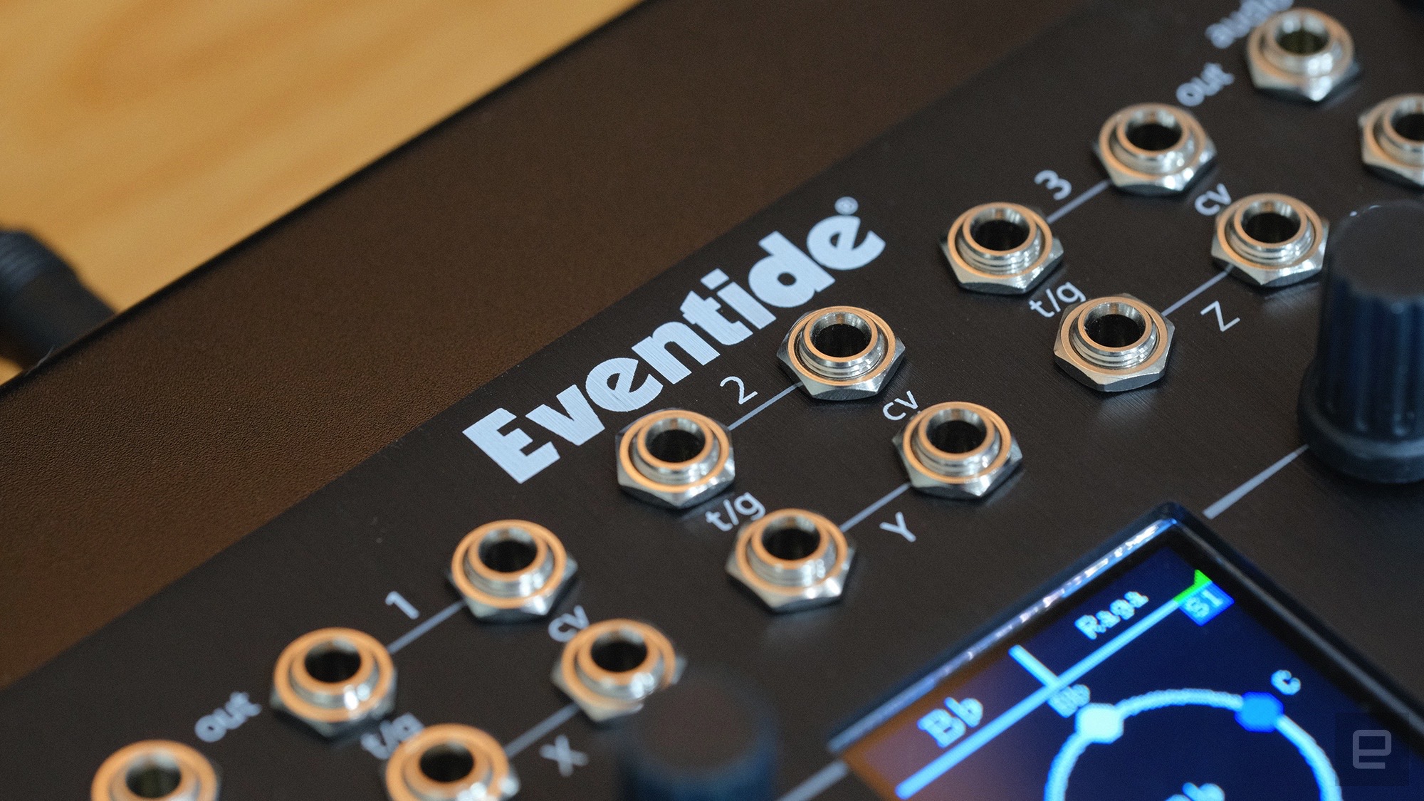 Eventide branding and CV jacks on the Misha.