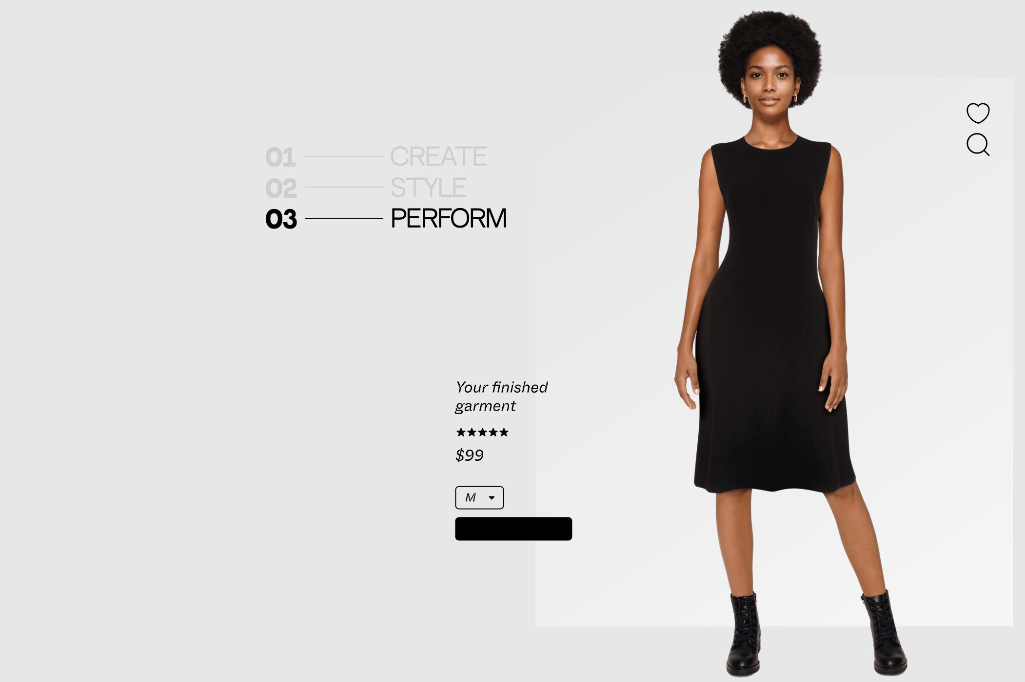 A screenshot from the Lalaland.ai website, showing an AI-generated fashion model wearing customized clothing.