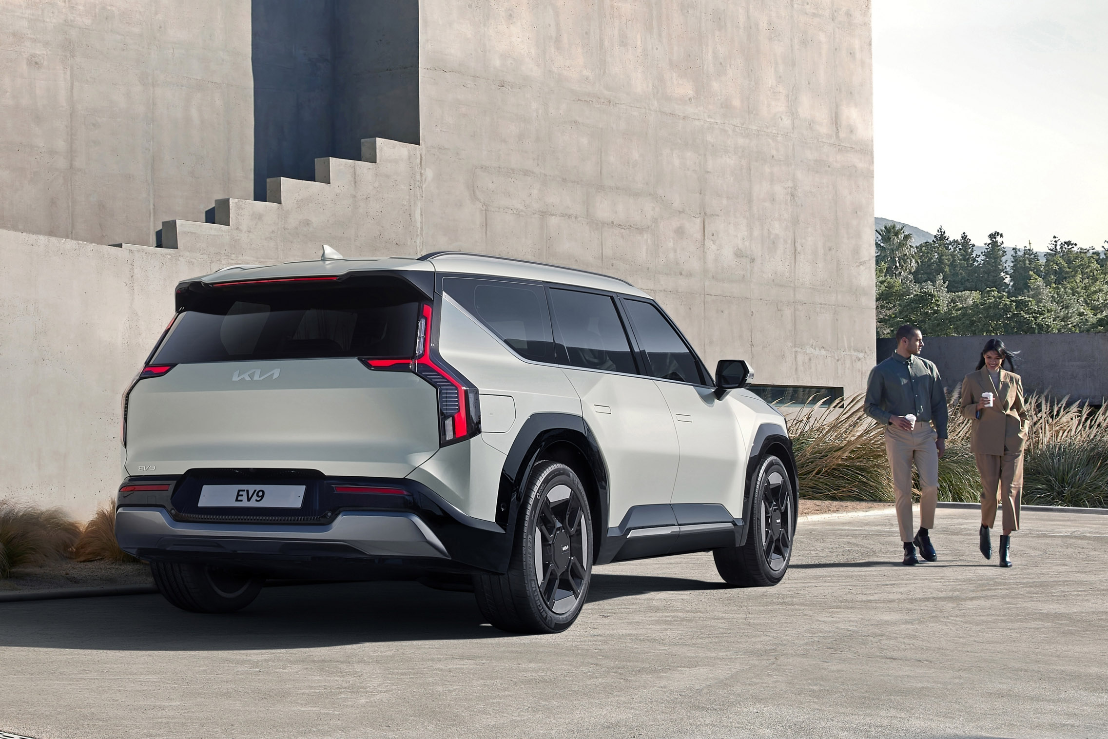 Kia's EV9 electric SUV features three rows of seats and a striking design
