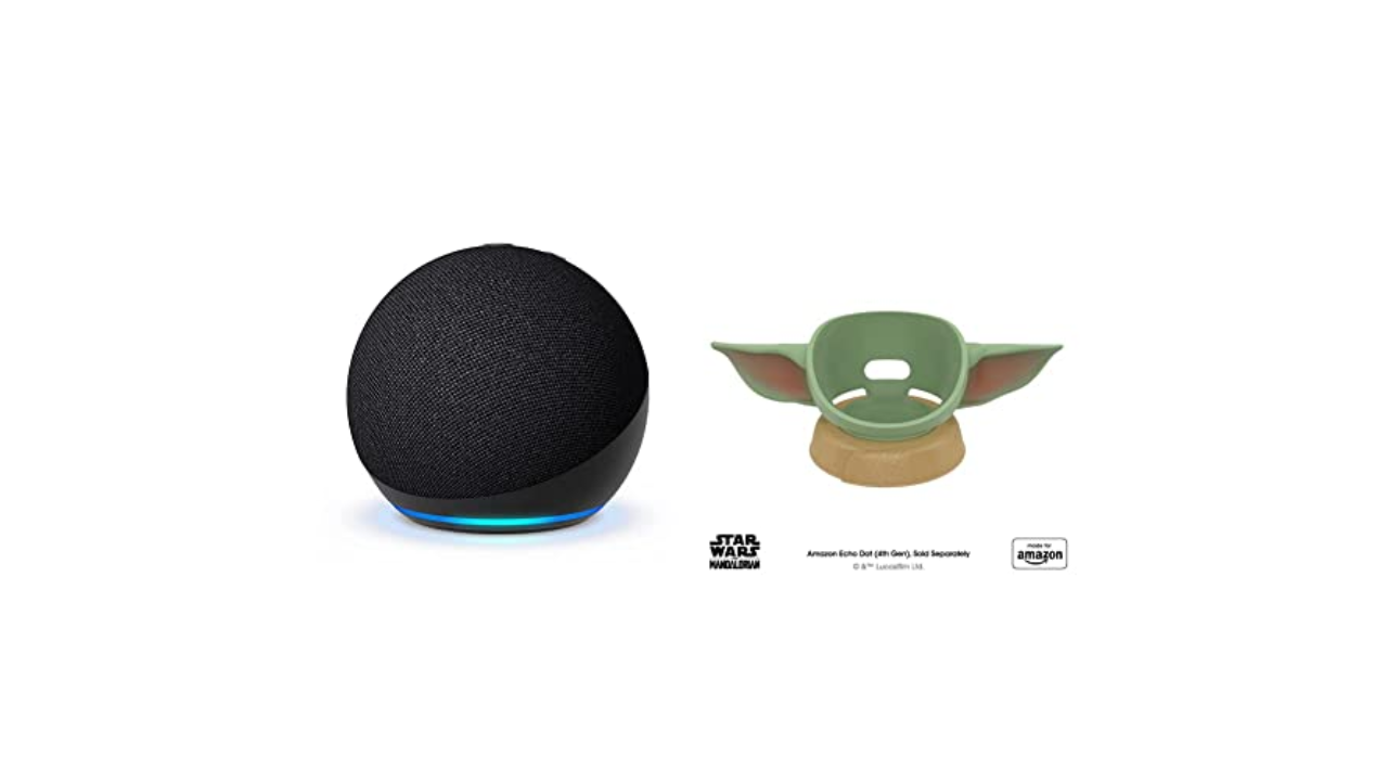 Echo Dot (5th Gen) with 'The Mandalorian' Grogu stand