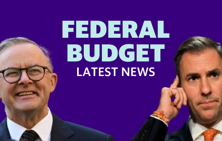 Image of Anthony Albanese and Jim Chalmers with text that says 'Federal Budget Latest News'