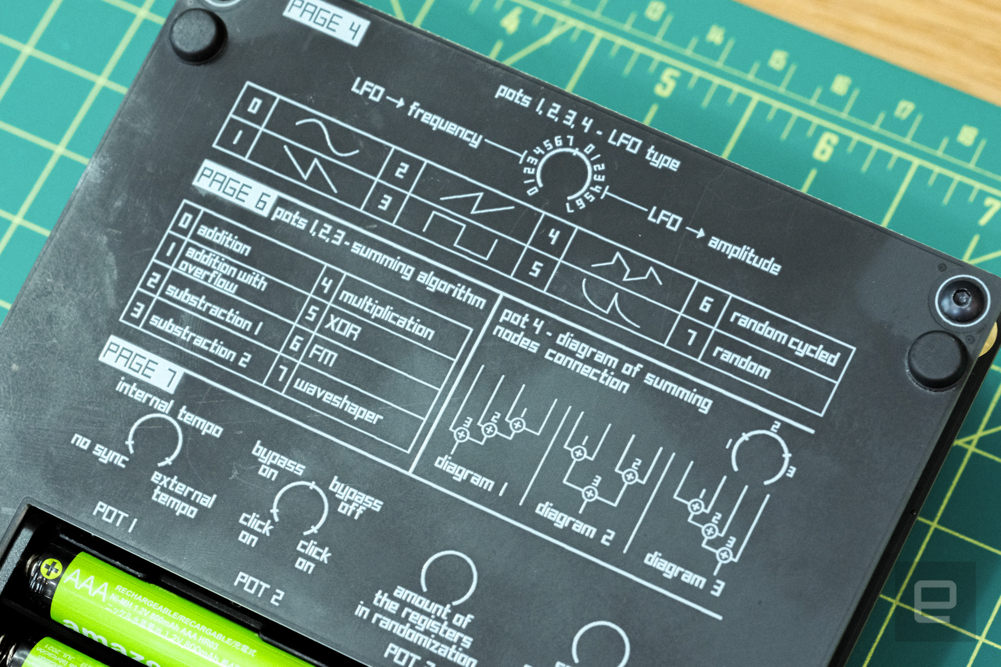 Soma Labs Rumble of Ancient Times reference charts on the back of the device.