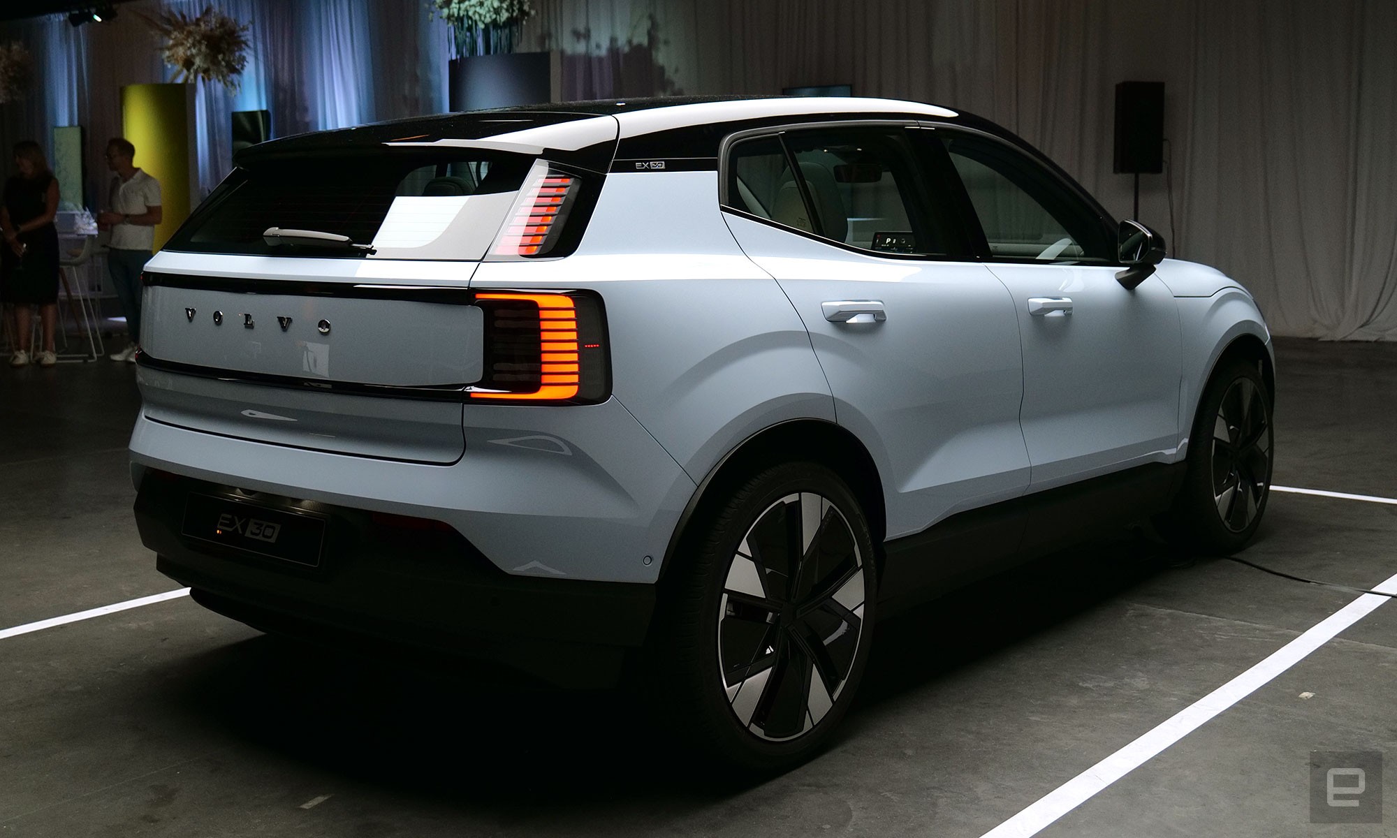 The EX30 features a similar design and many features with Volvo's flagship EX90 electric SUV, but in a more compact body.  