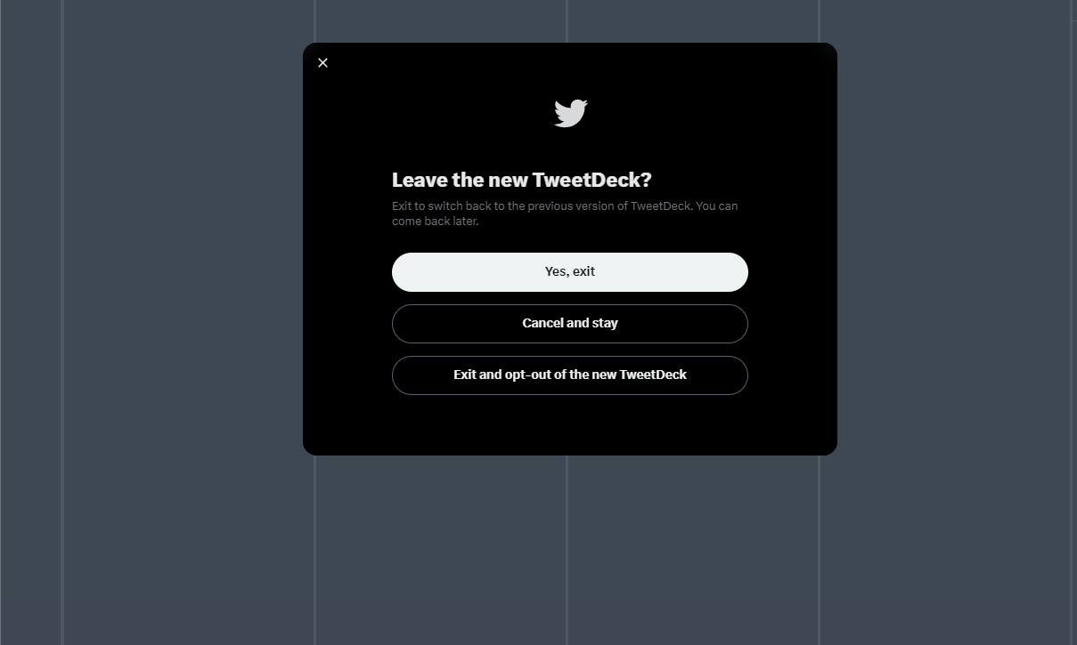 The old and good version of TweetDeck is back