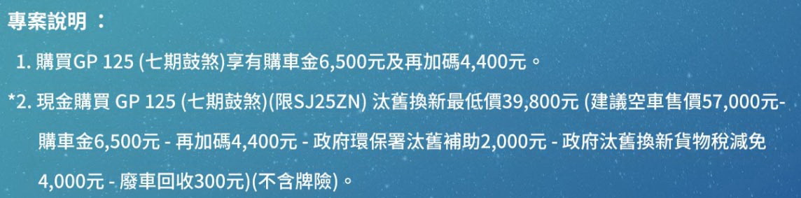 圖／Kymco光陽在八月底前針對GP 125推出優惠活動，扣除政府補助與購車金回饋，就能以39,800元超低價格把新車牽回家。