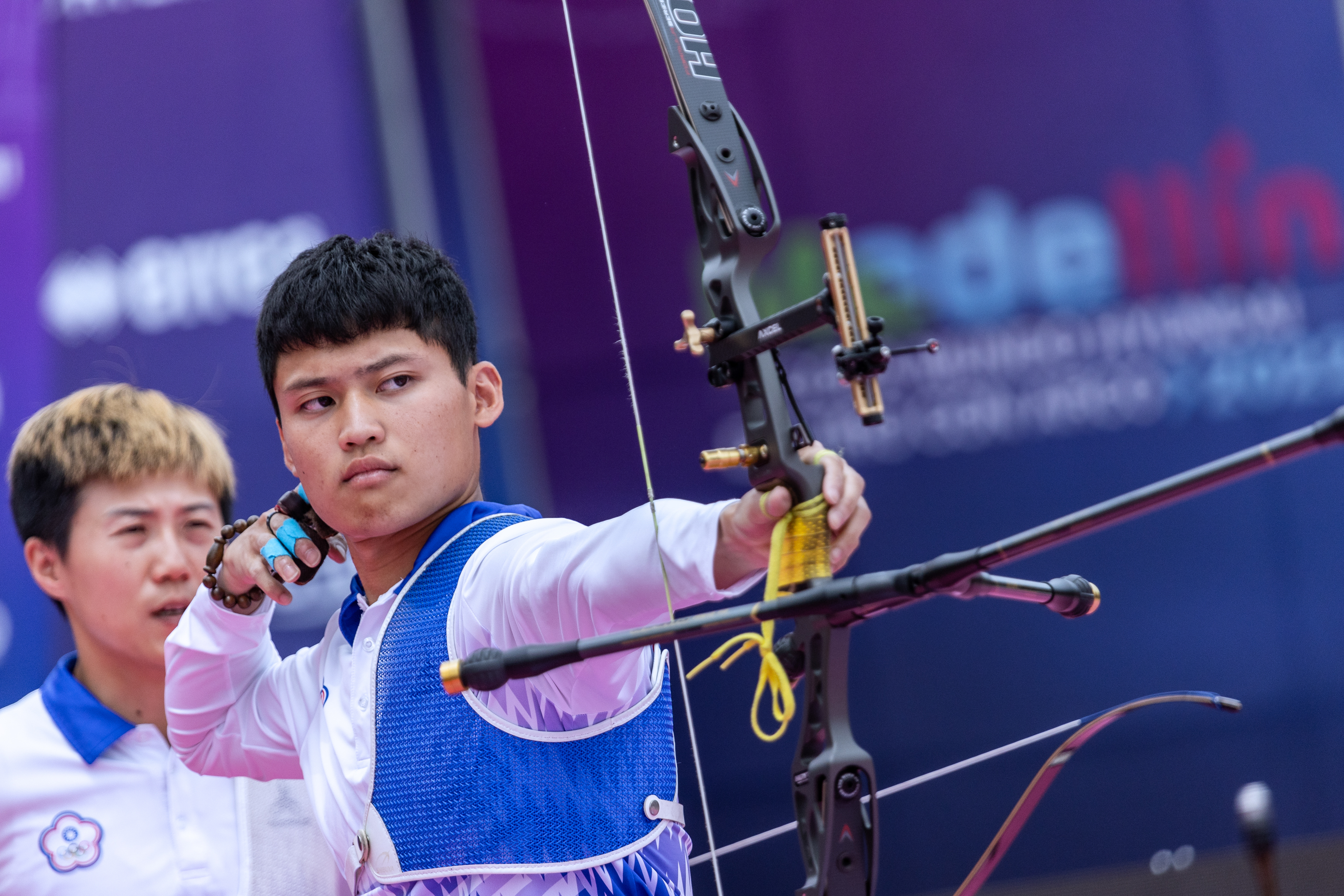 湯智鈞出戰射箭世界盃。(Photo by Dean Alberga/Handout/World Archery Federation via Getty Images )