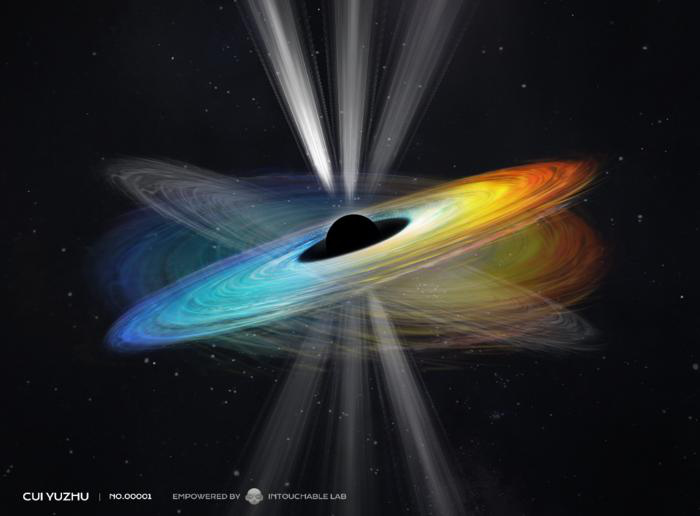 Illustration of a spinning black hole.