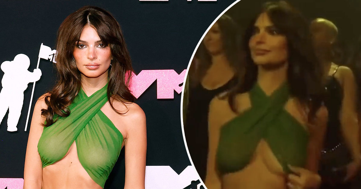 Emily Ratajkowksi went full 70s hair at the VMAs