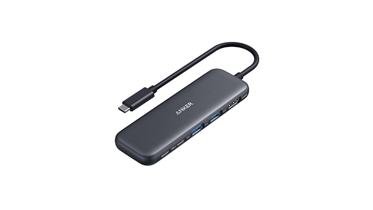 Anker 332 USB-C Hub (5-in-1) with 4K HDMI Display, 5Gbps USB-C Data Port and 2 5Gbps USB-A Data Ports and for MacBook Pro, MacBook Air, Dell XPS, Lenovo Thinkpad, HP Laptops and More