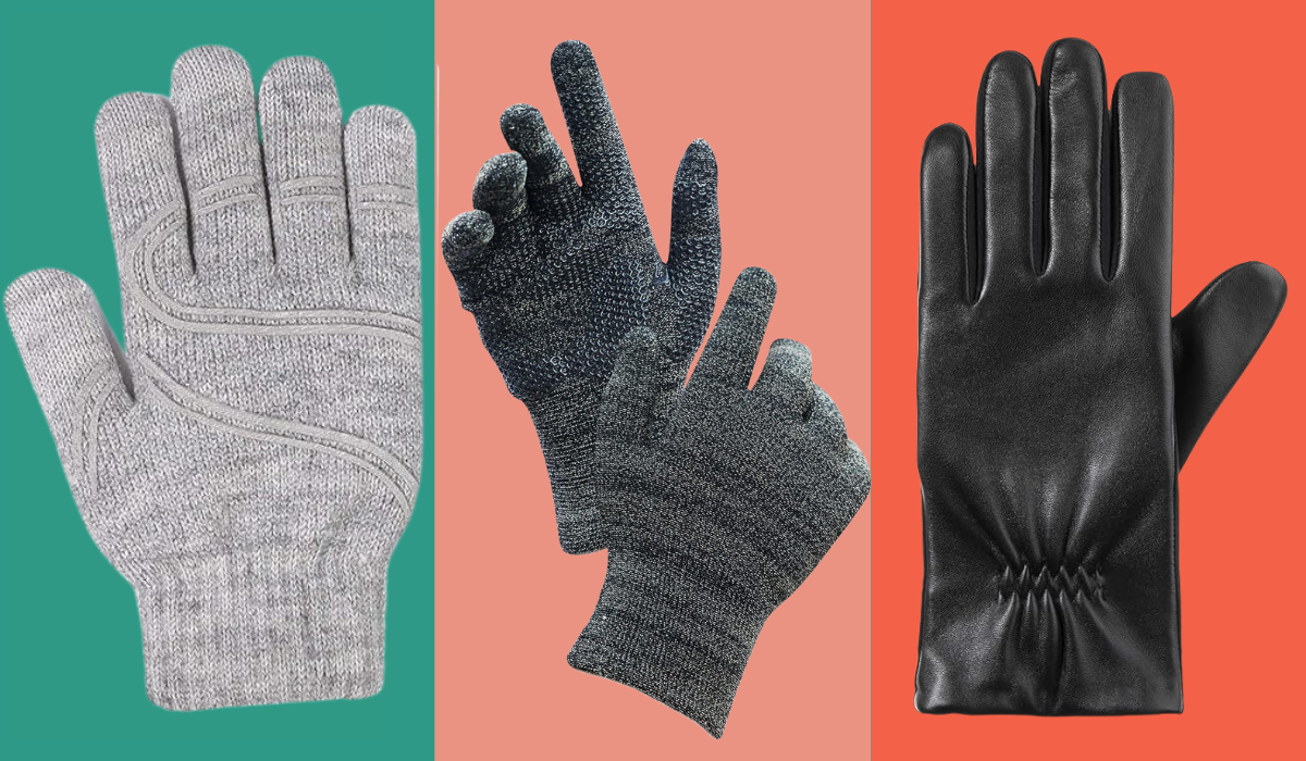1 Pair Men Leather Gloves Warm Winter Gloves Anti Slip Touch