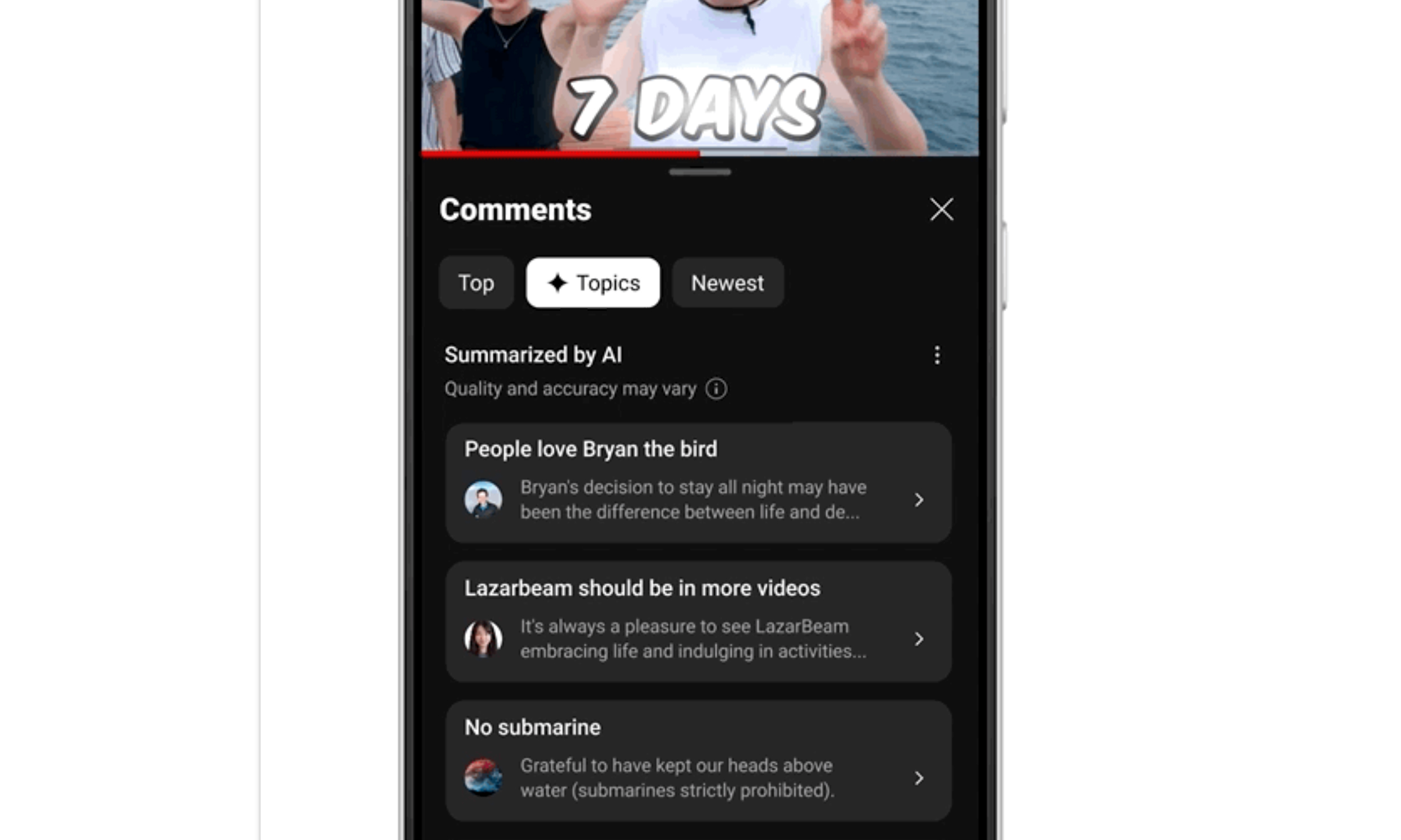 YouTube tests AI-generated comment summaries and a chatbot for videos