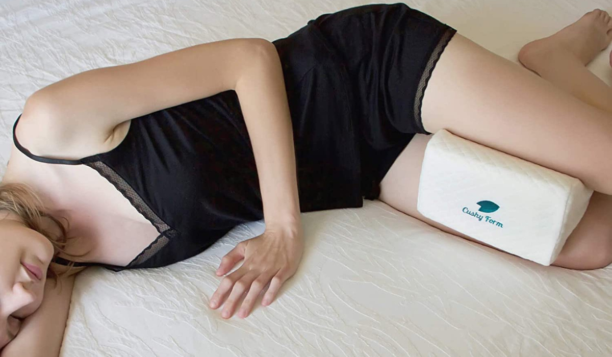 The Cushy Foam Knee Pillow is on sale at