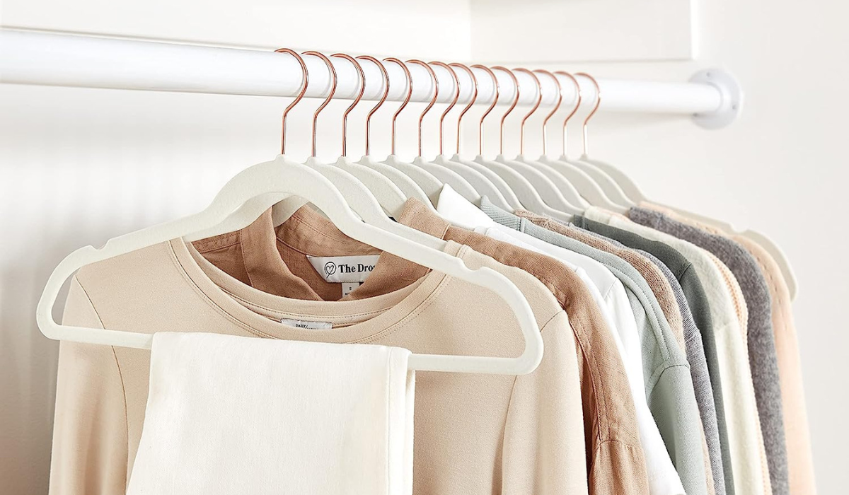 These space-saving velvet hangers are down to just $18 for 30 during ...