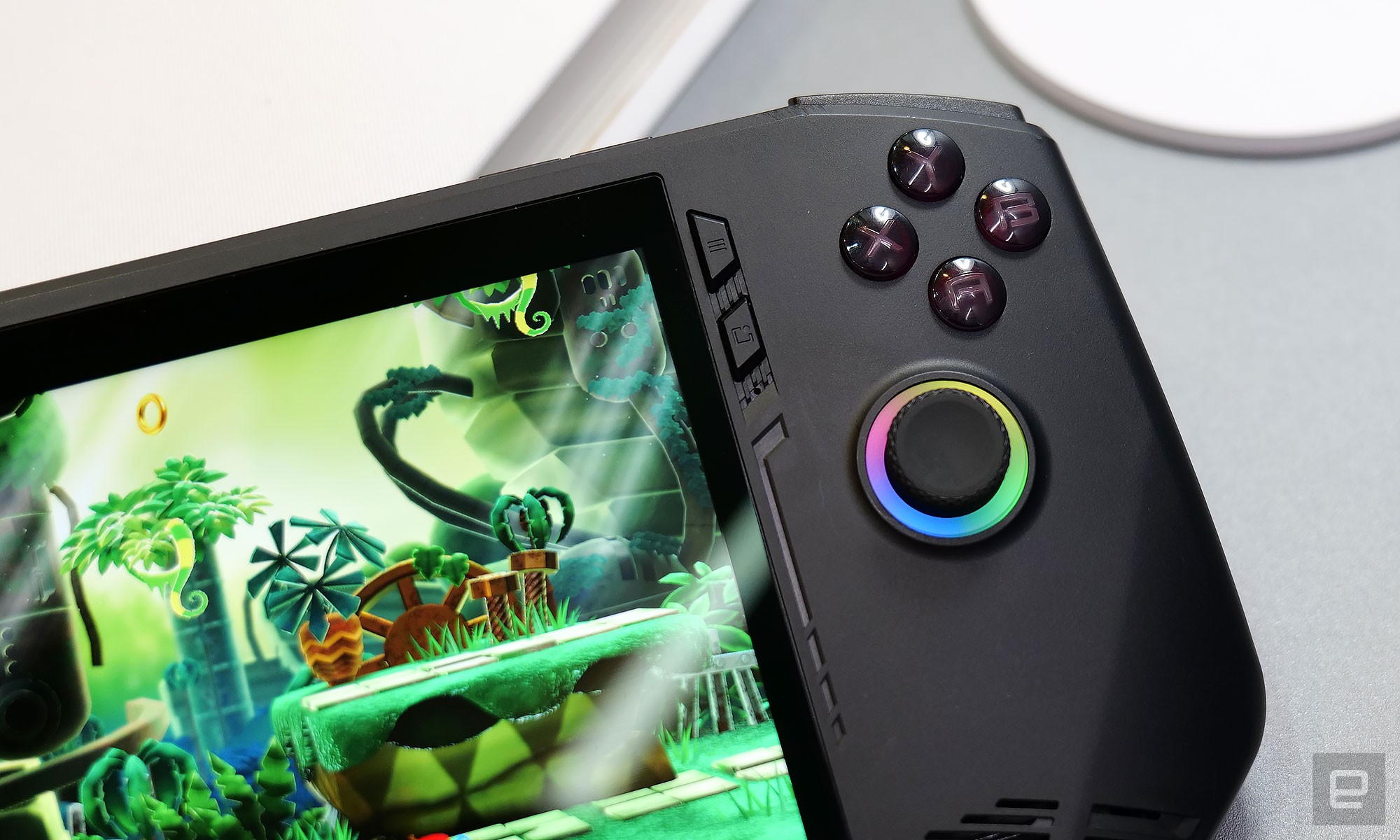 On top of RGB lighting, the Claw features hall effect sensors for both its buttons and joysticks.