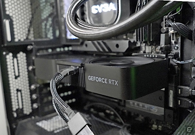 Geforce RTX card inside a PC.