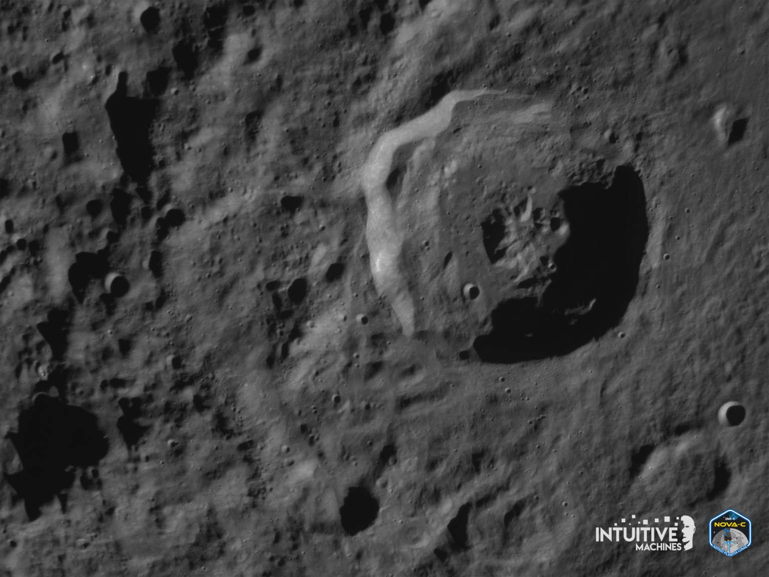 The Bel’kovich K crater on the Moon’s northern equatorial highlands as seen by Odysseus from orbit