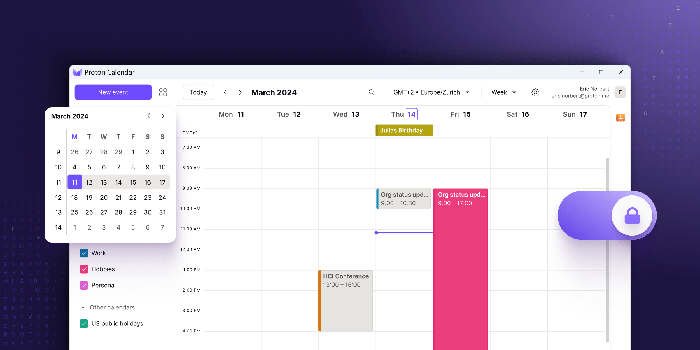 Proton Calendar desktop app