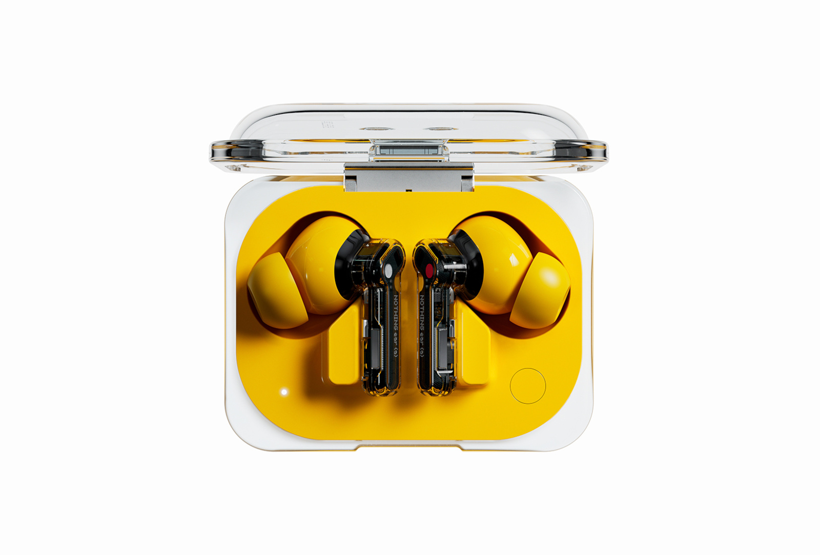 Yellow earbuds.