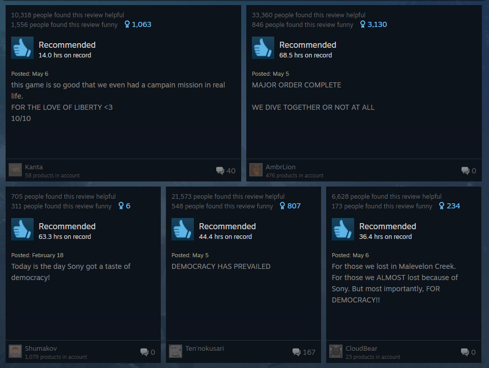 Helldivers 2 Steam reviews