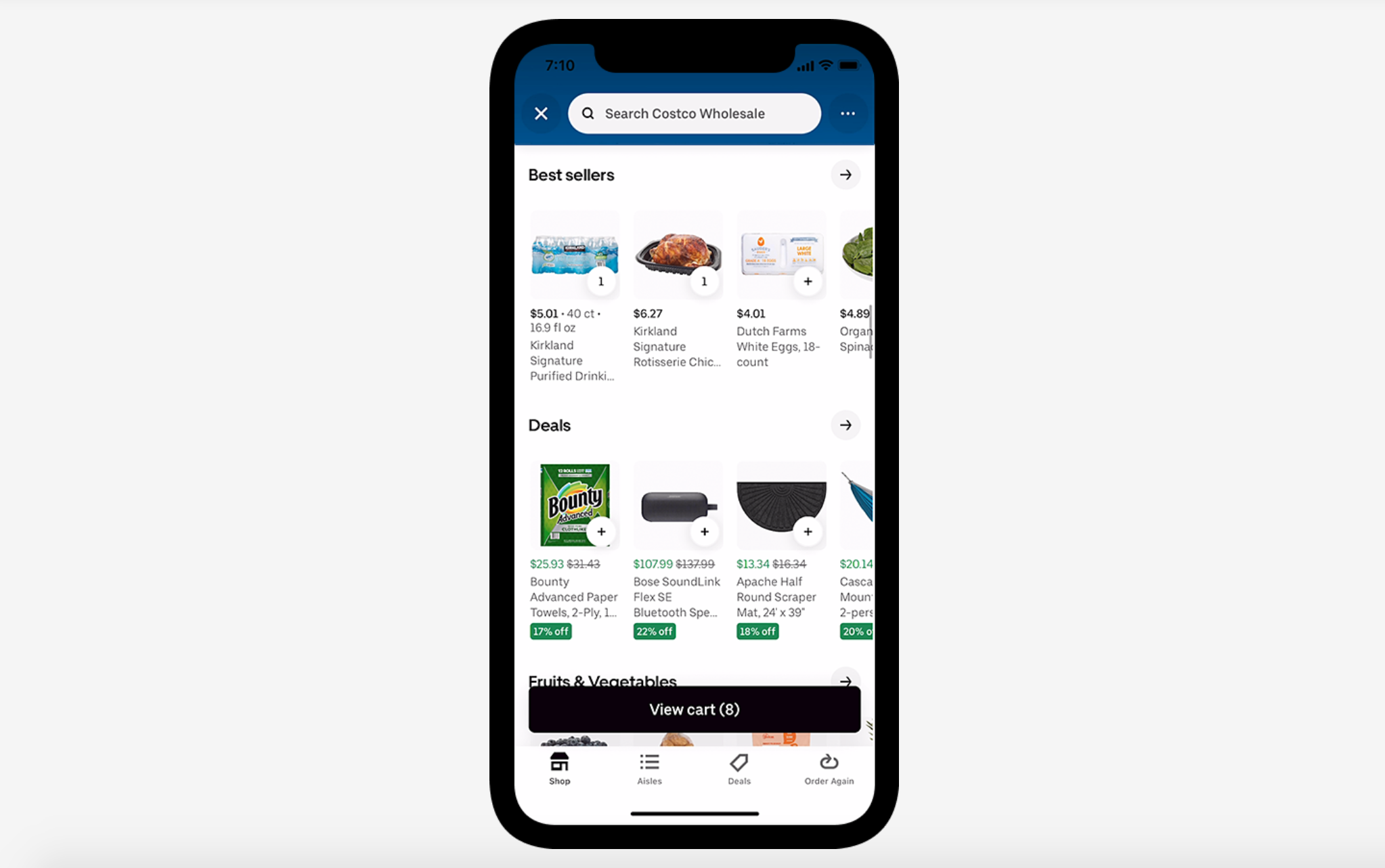 The app being used to order Costco.