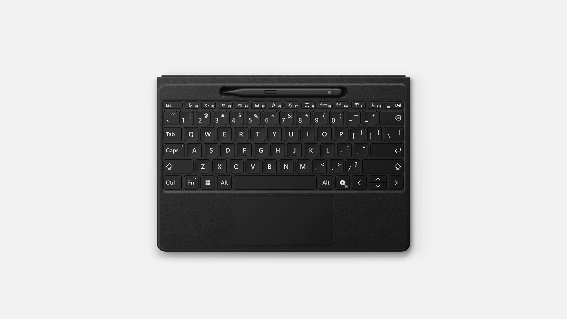 The new Surface Pro Flex keyboard features a larger touchpad with improved haptics, carbon fiber supports for added stability and the ability to function even when completely detached. 