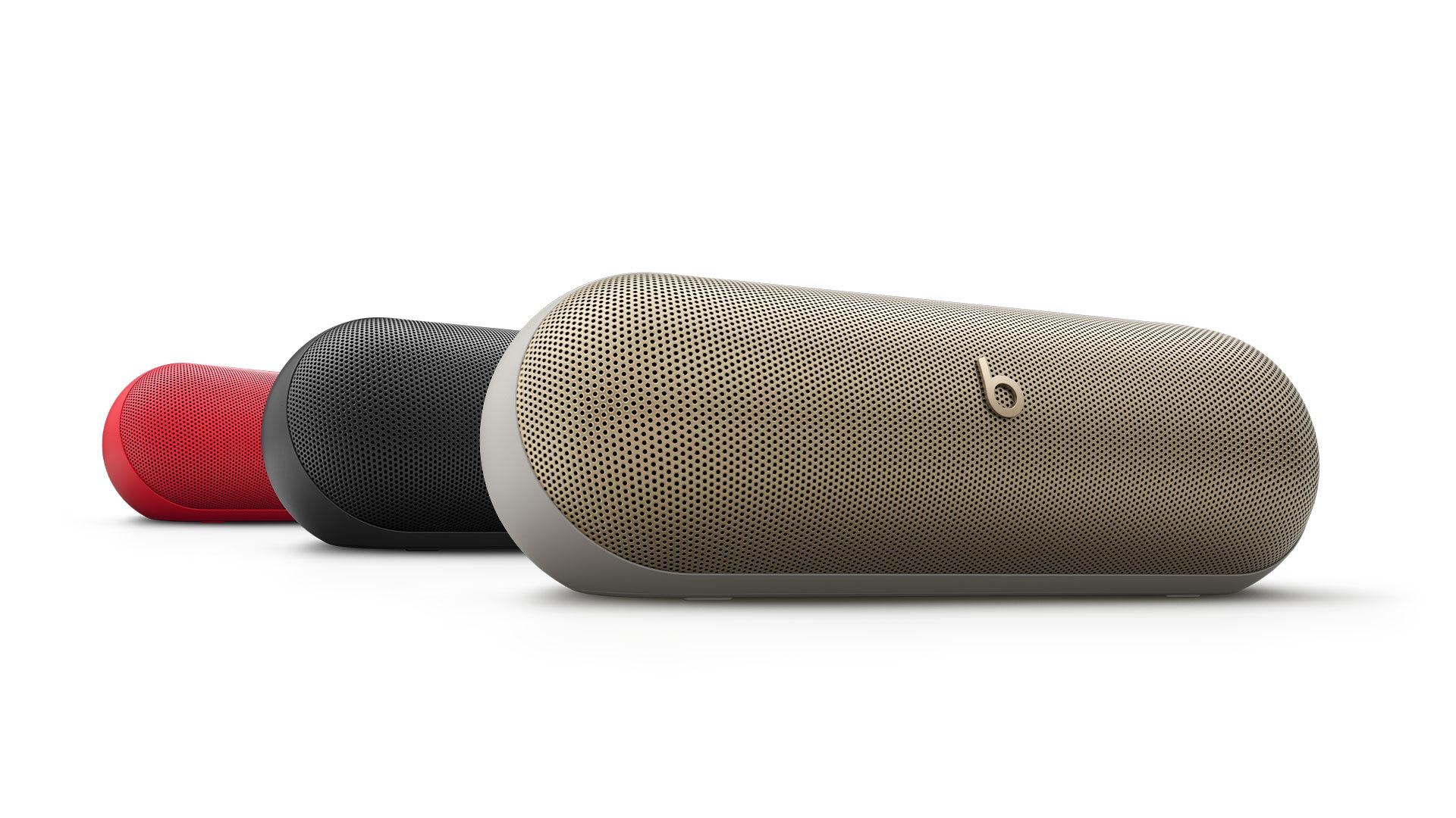 The redesigned Beats Pill comes in red, black and gold.