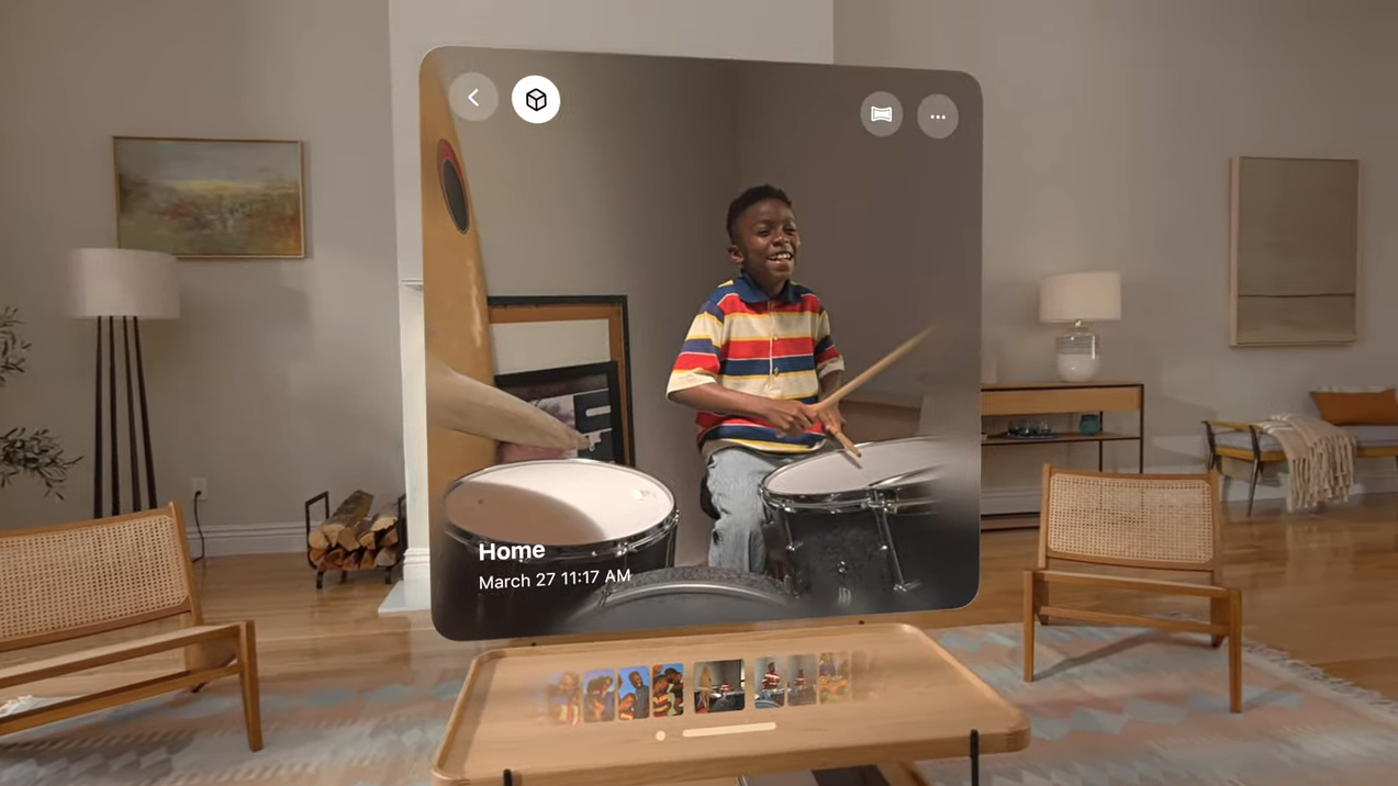 A kid playing drums.