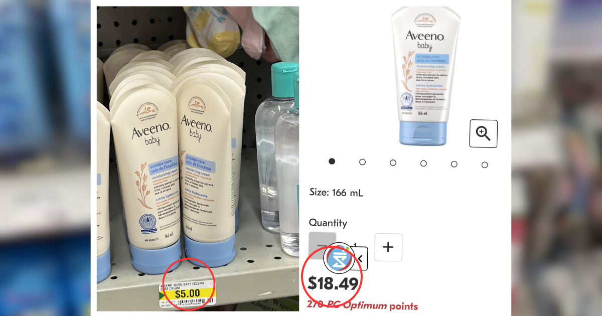 Canada groceries: Canadians slam price difference on Aveeno baby cream at Dollarama vs. Shoppers Drug Mart