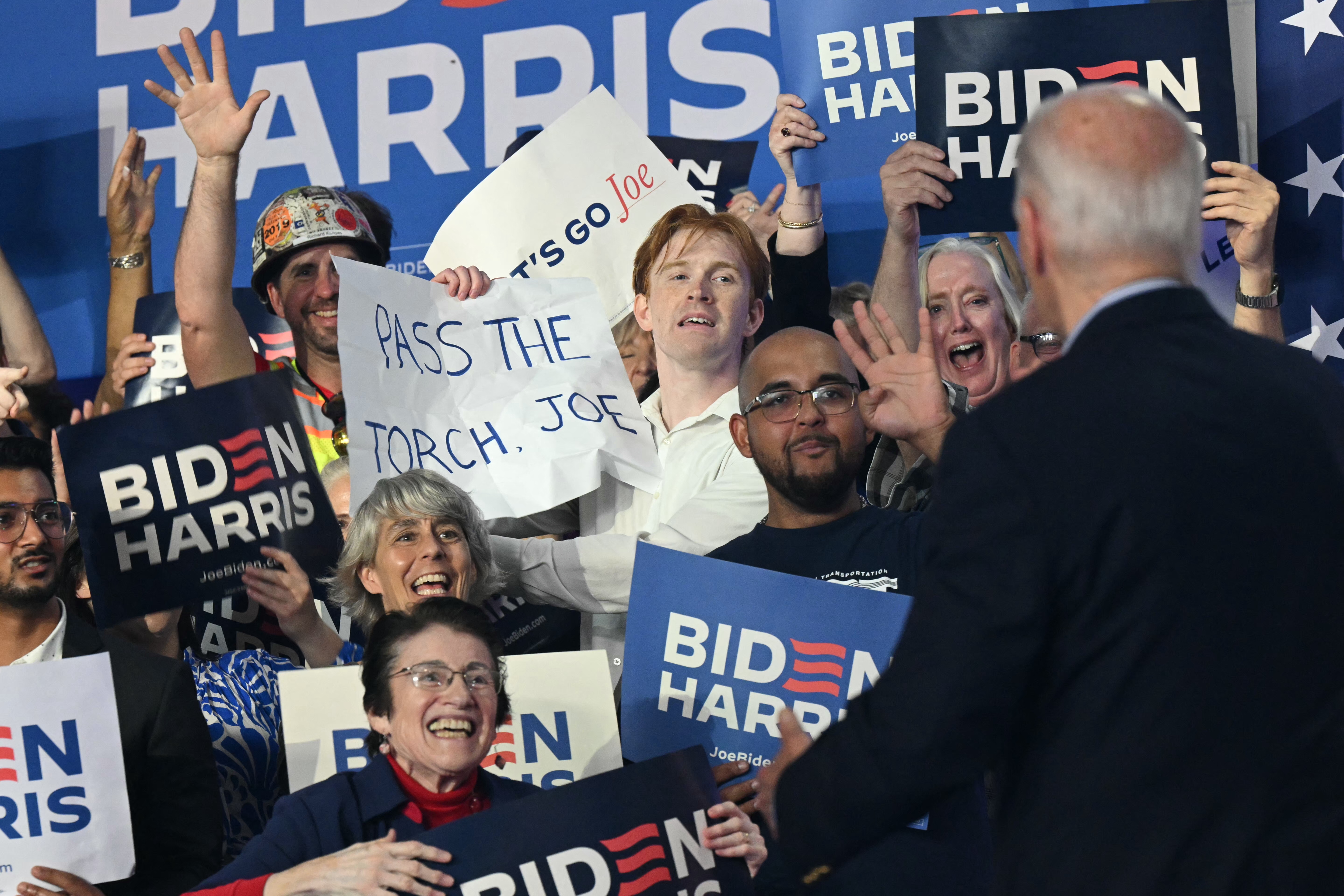 President Biden greets supporters at a campaign event in Madison, Wis., on Friday. 