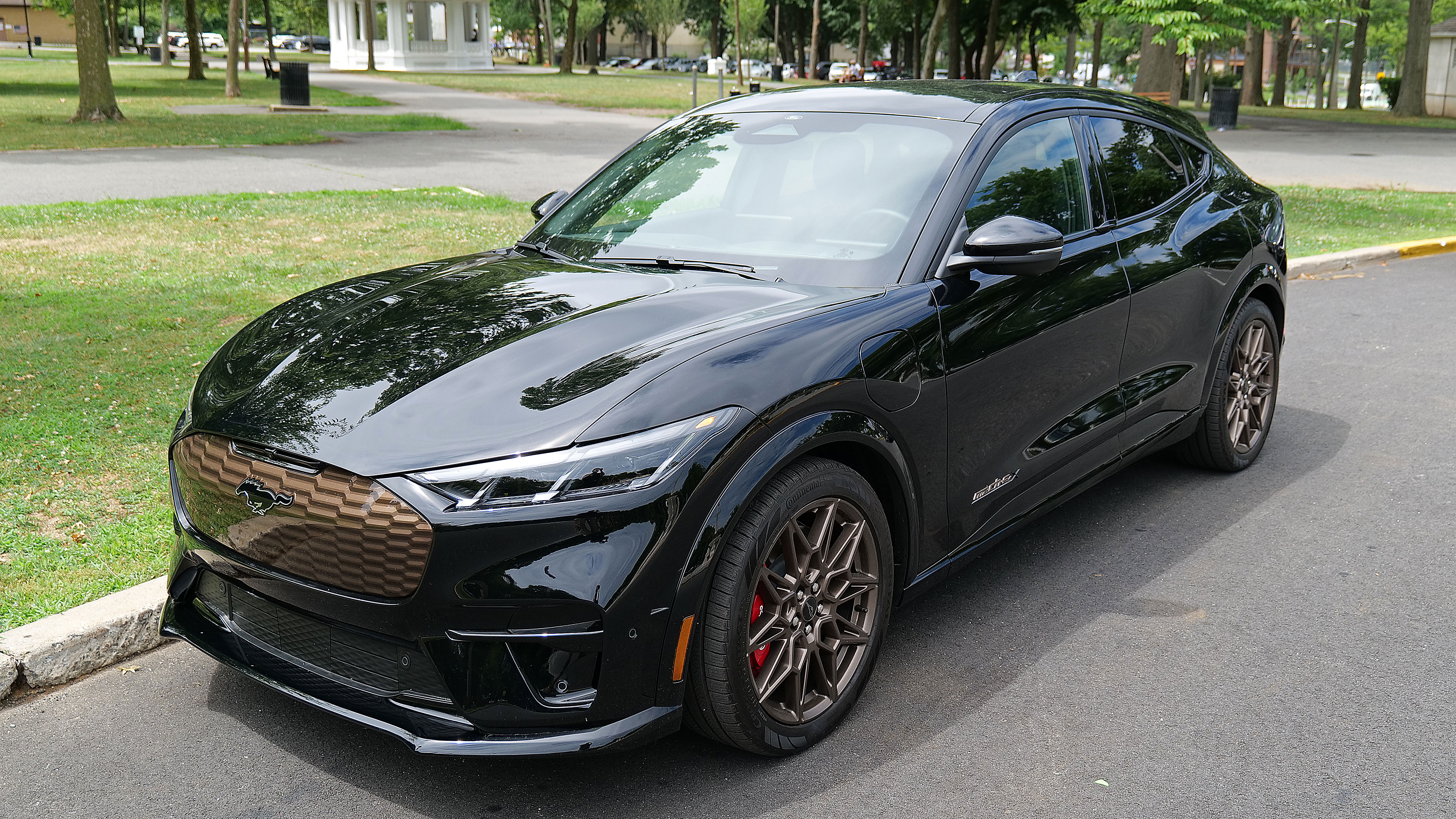 Front three quarters photo of the 2024 Ford Mustang Mach-E GT.