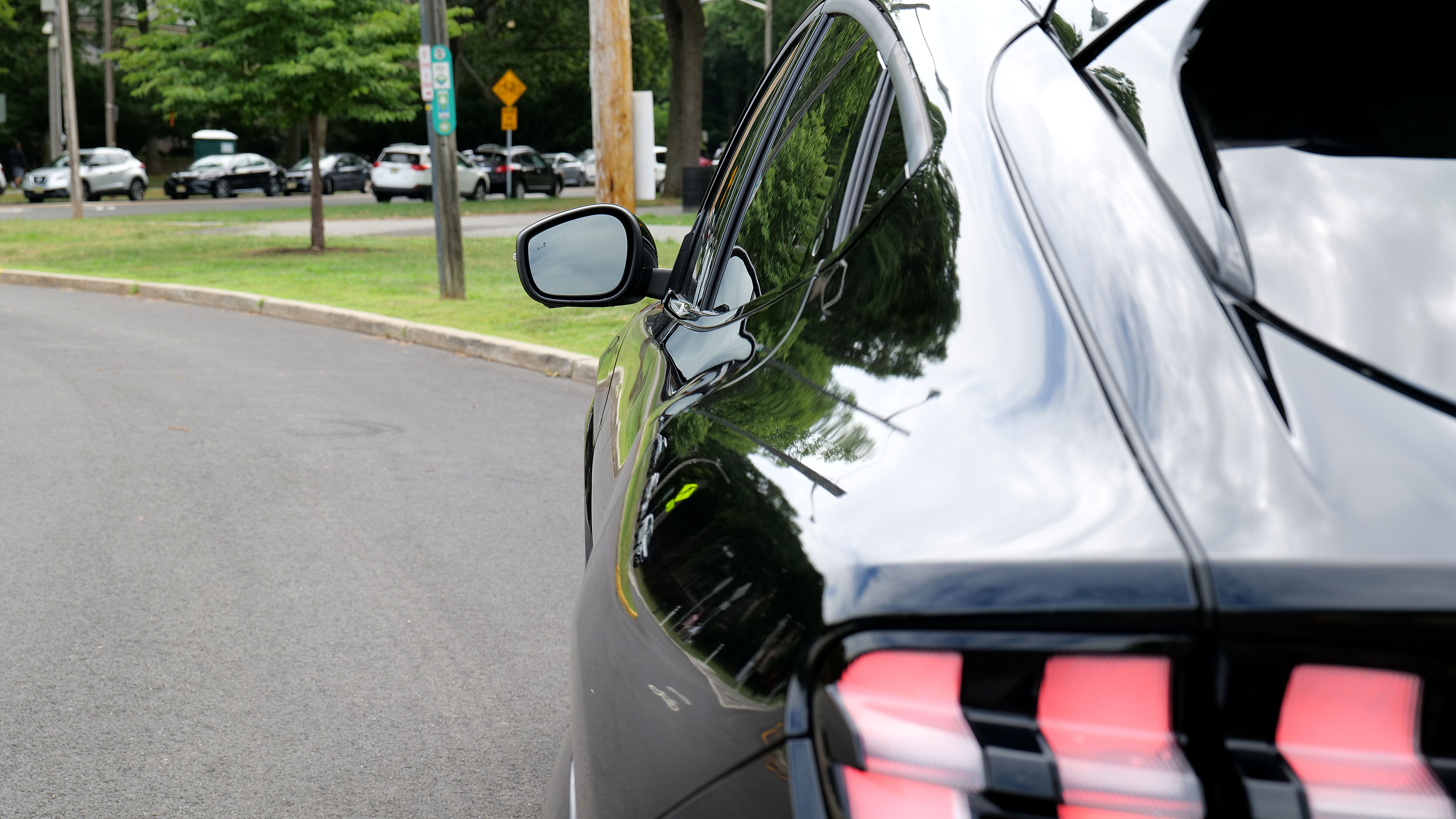 Just like a traditional gas-powered Mustang, the Mach-E comes with distinctive vertical taillights. 