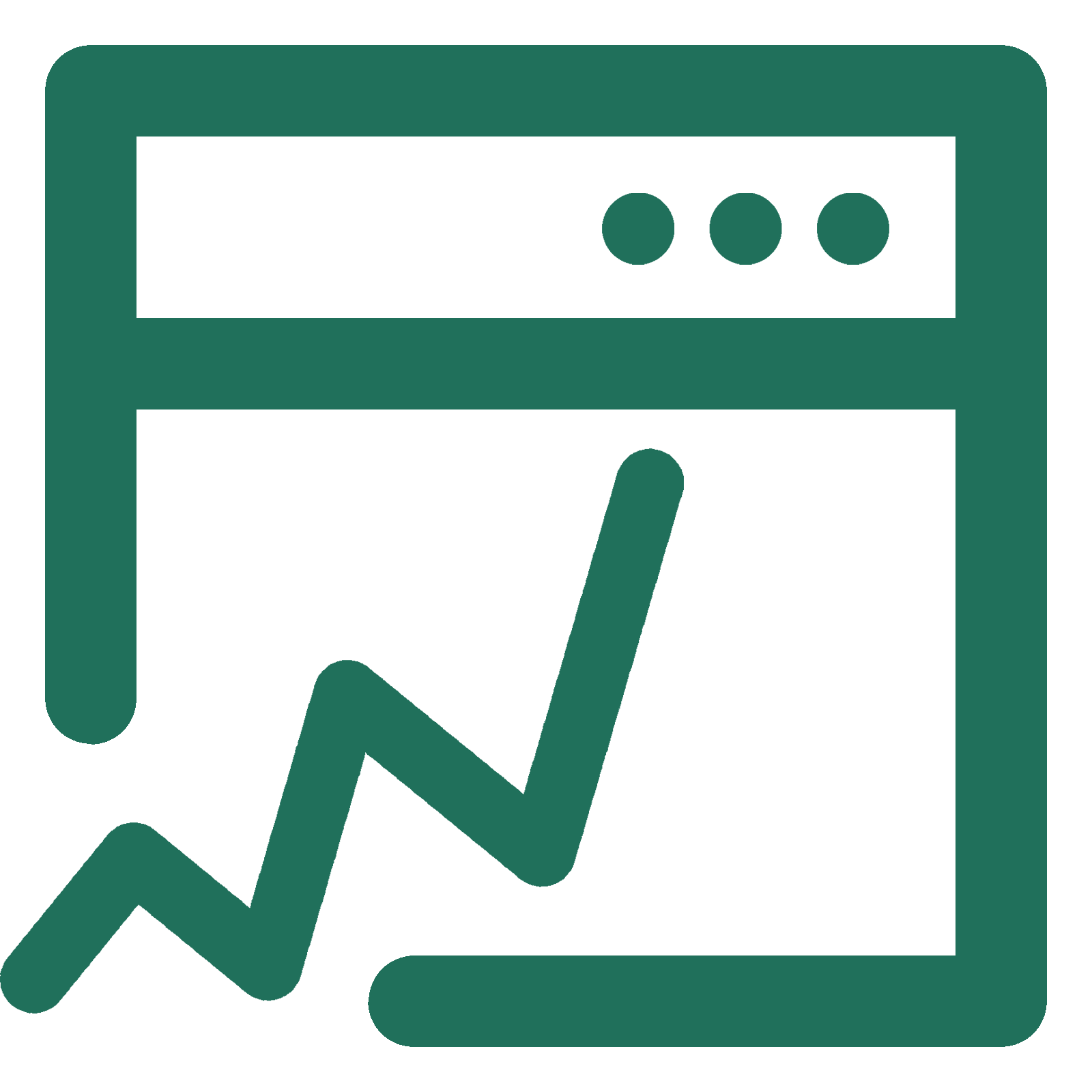 Icon representing stock quotes in the shape of a web page with a line chart.