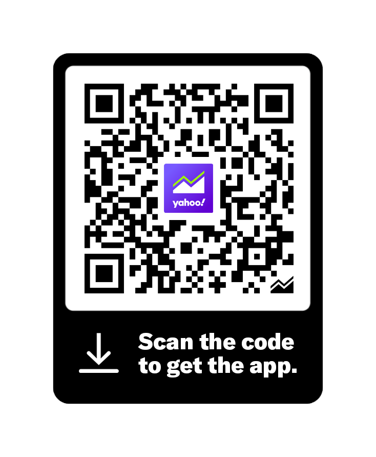 A QR code to scan to download the Yahoo Finance app.