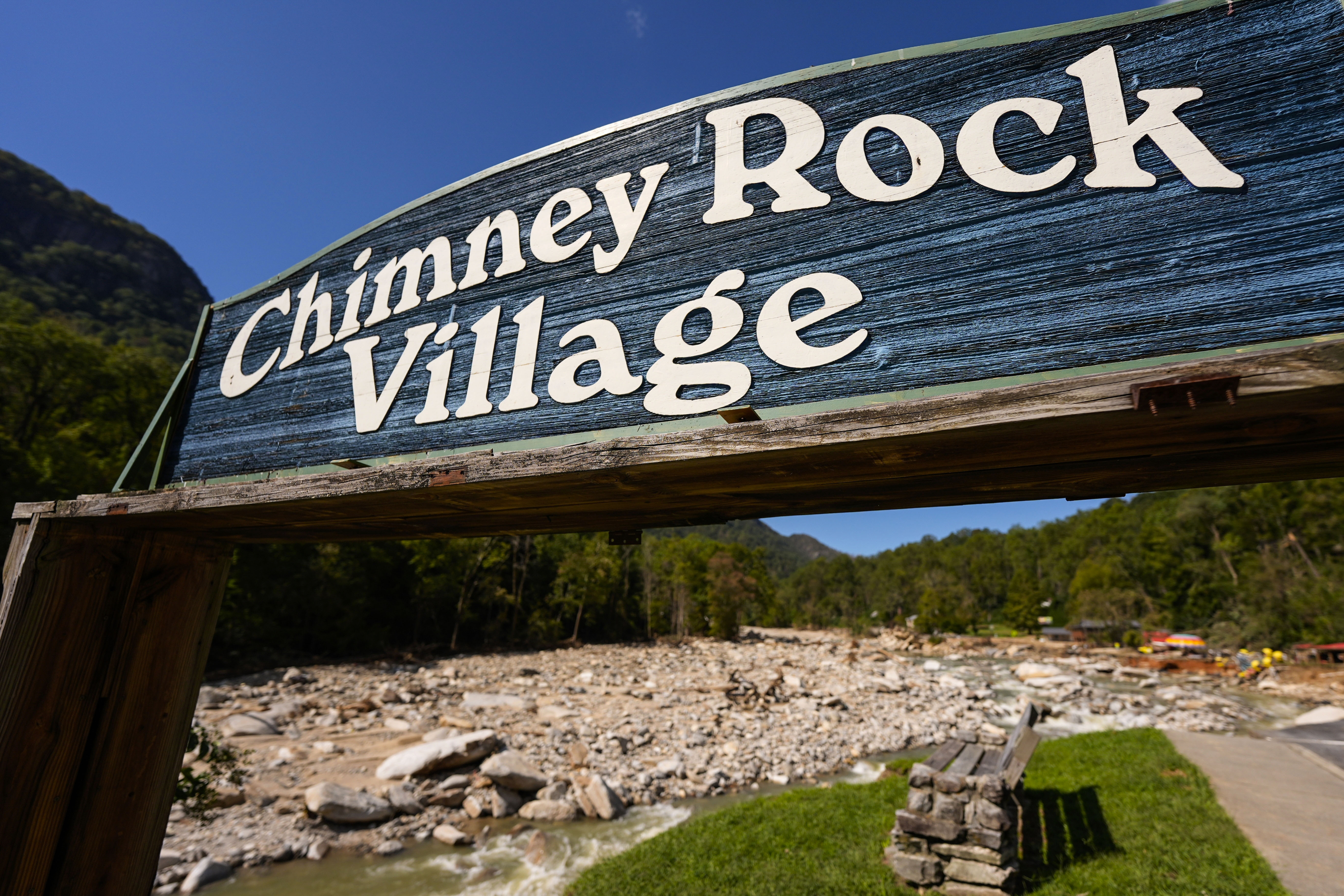 Debris was seen in Chimney Rock Village, North Carolina, in the wake of Hurricane Helene on Wednesday