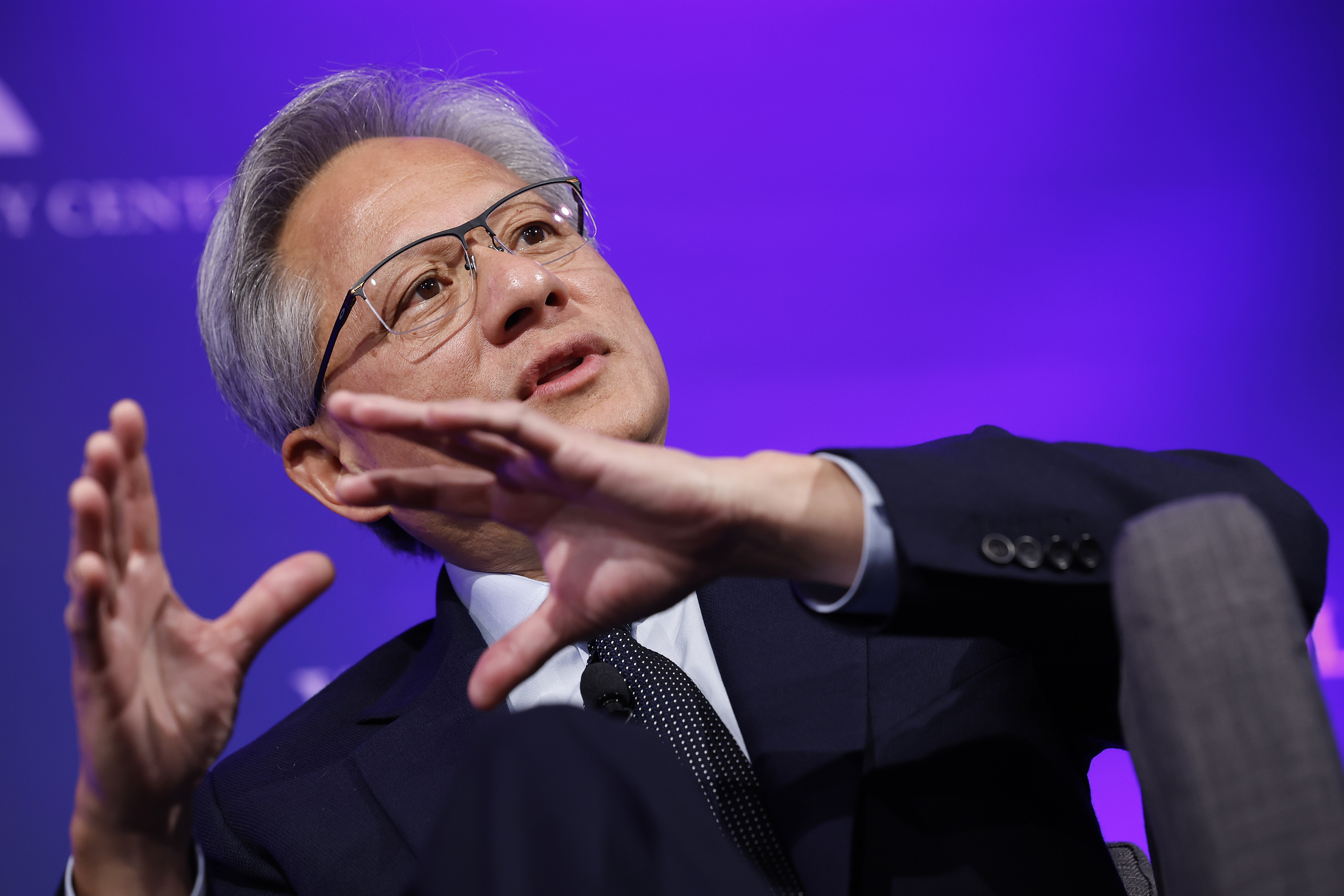 Nvidia CEO Jensen Huang speaks about the future of artificial intelligence and its effect on energy consumption and production at the Bipartisan Policy Center on September 27, 2024 in Washington, DC. (Photo by Chip Somodevilla/Getty Images)