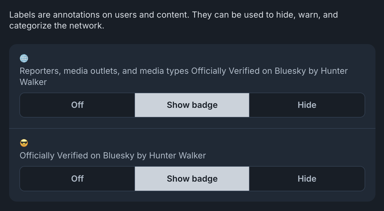 The labeling service that uses emojis to show accounts verified by Walker.