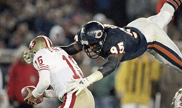 Chicago Bears Richard Dent after sack vs New England Patriots QB