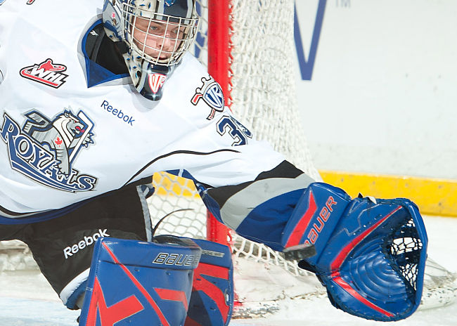 Victoria Royals goalie Patrik Polivka and Captain Tyler St…