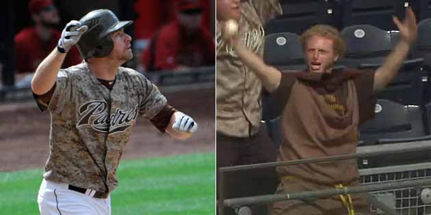 Chase Headley's grand slam was caught by a dancing man wearing a friar  costume (Video)