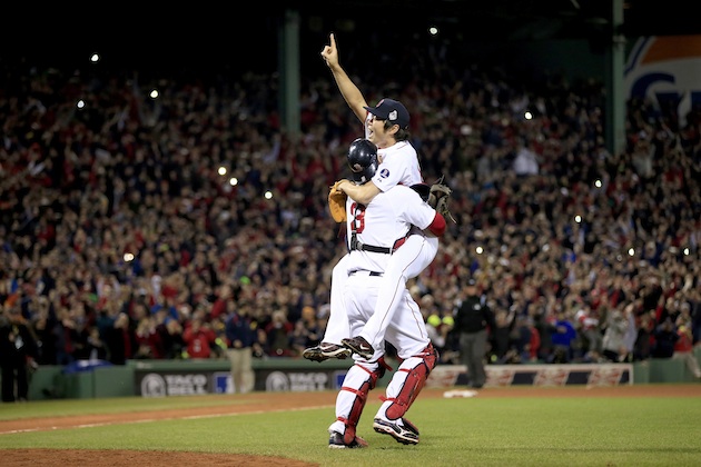 Red Sox catcher David Ross on ball from World Series' final out