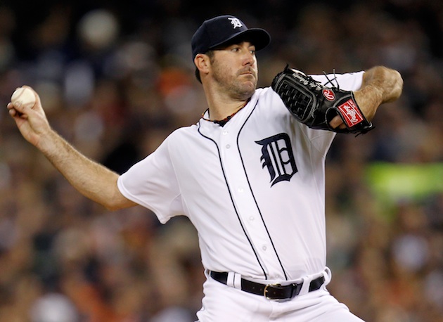 Detroit Tigers pitch Justin Verlander against New York Yankees in Game 3 of  ALCS