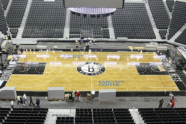 The Brooklyn Nets reveal their new herringbone patterned home court