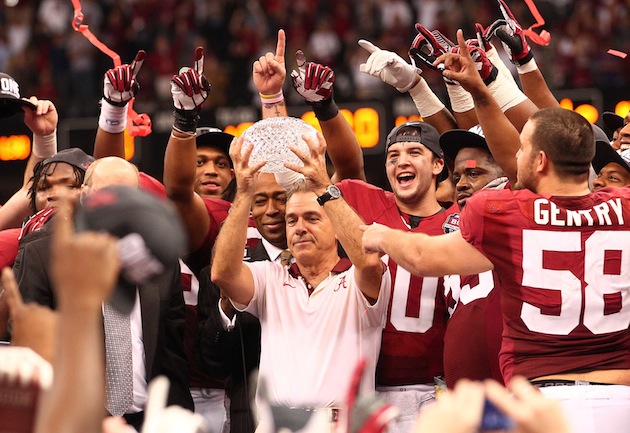 Alabama's national championship trophy shattered