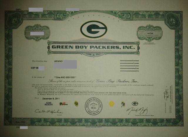 green bay packers stocks