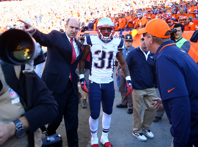 Cornerback Aqib Talib (21) during the NFL AFC Championship