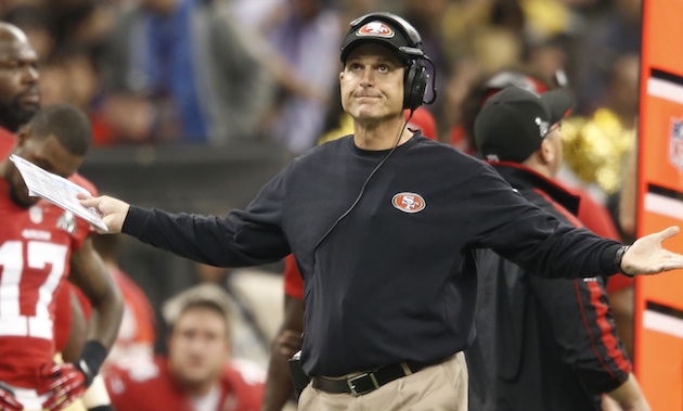 Jim Harbaugh was just a tad angry after the no-call in the end zone