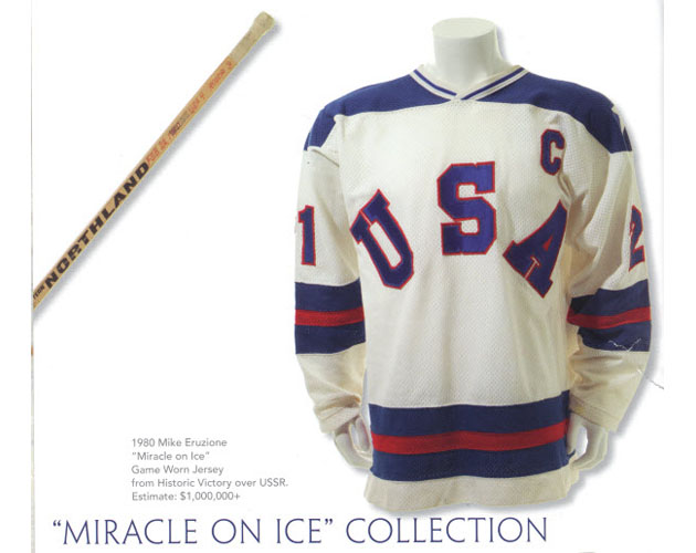 Mike Eruzione Signed Jersey Inscribed 80 / Gold & Miracle on