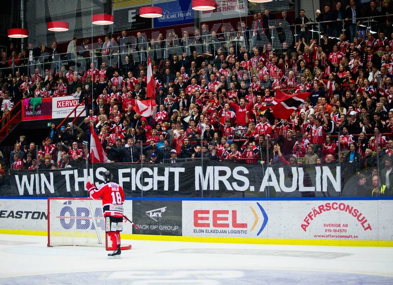 Hockey fans create touching player's mom fighting cancer